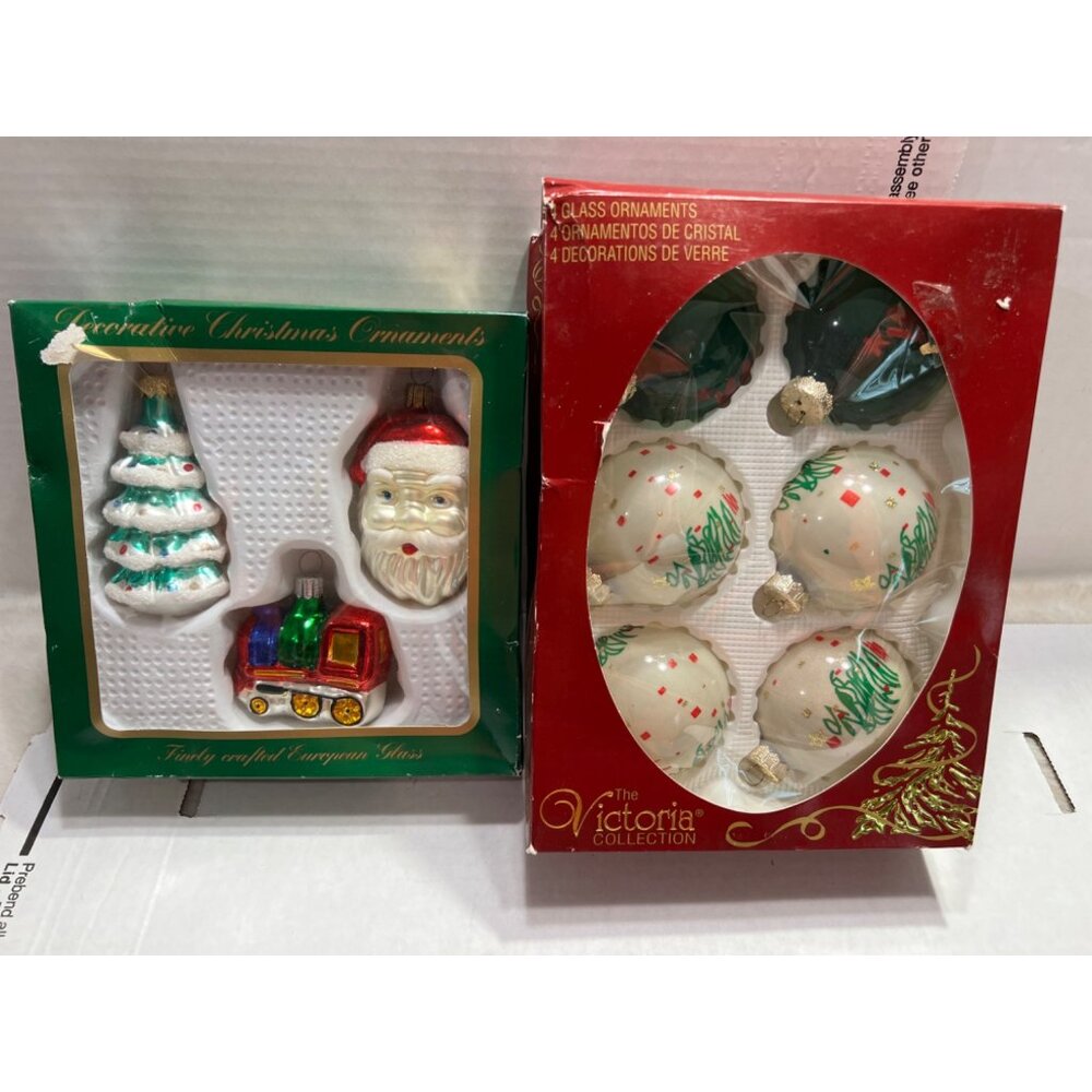 The Victoria Collection Christmas Glass ornament lot
